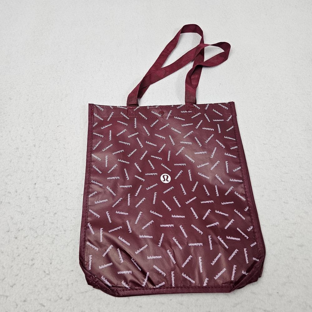 Lululemon Reusable Shopping Bag Red Logos All‎ Over Print Tote Lunch - Picture 2 of 4